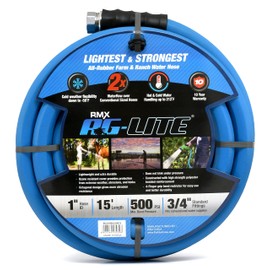 AG-LITE BSALONE15 1" x 15' Hot/Cold Water Rubber Garden Hose, 100% Rubber, Ultra-Light, Super Strong, 500 PSI, 50F to 190F Degrees, High Strength Polyester Braided, 2x Water Flow