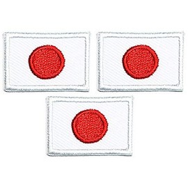 Umama Patch Set of 3 Mini flag '' 0.6X1.1 '' Japanese Flag Patch Nation Flag Emblem Iron on Patches for Kids Clothing Sew on Appliques Dress Clothes Backpacks Vest Jeans Jackets Hats