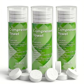 60 Pcs Compressed Face Towel Refills for Smart Towel Warmer & Dispenser, 3 Pack Replacement Buckets (20 Count/Each), Disposable Hot Facial Tissues for Sensitive Skin, Home SPA, Salon & Travel