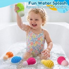 Sensory Water Squeeze Bath Toys, 3Pack Silicone Pool Floating Bulb Toys for Toddlers Kids 1-3, Mold Free Textured Water Table Fidget Toys Stocking Stuffers Gifts for Baby Boys & Girls 2-4