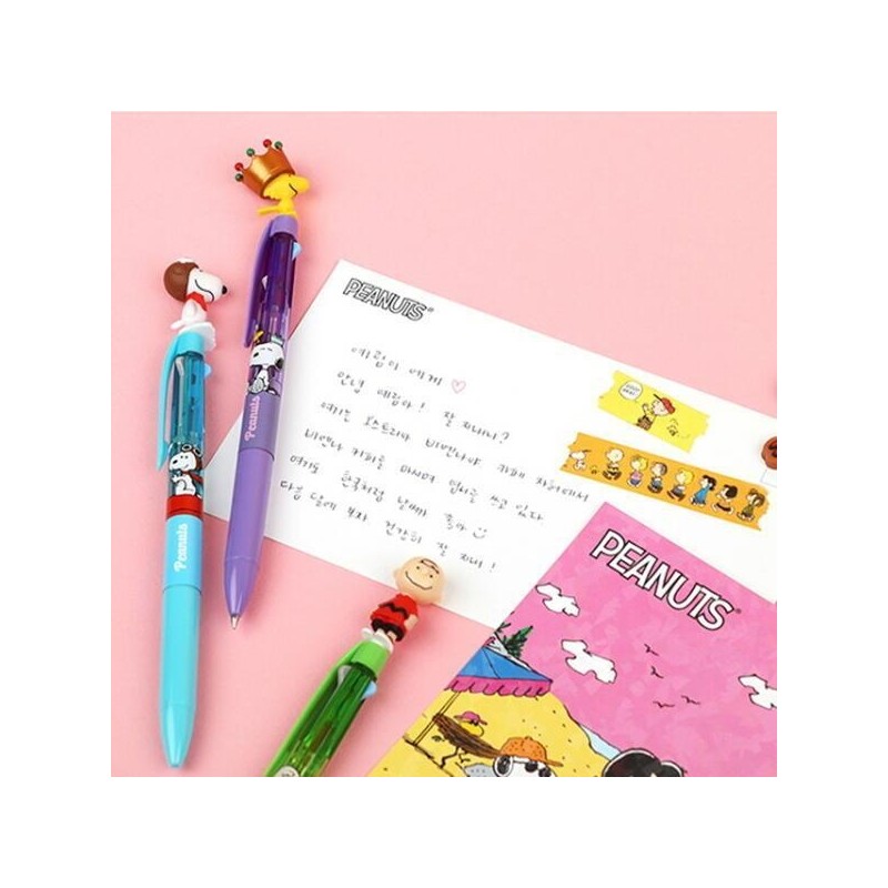 Artbox/Stationery & Toys Peanuts Character Mascot 3-Color Ballpoint Pen (Select