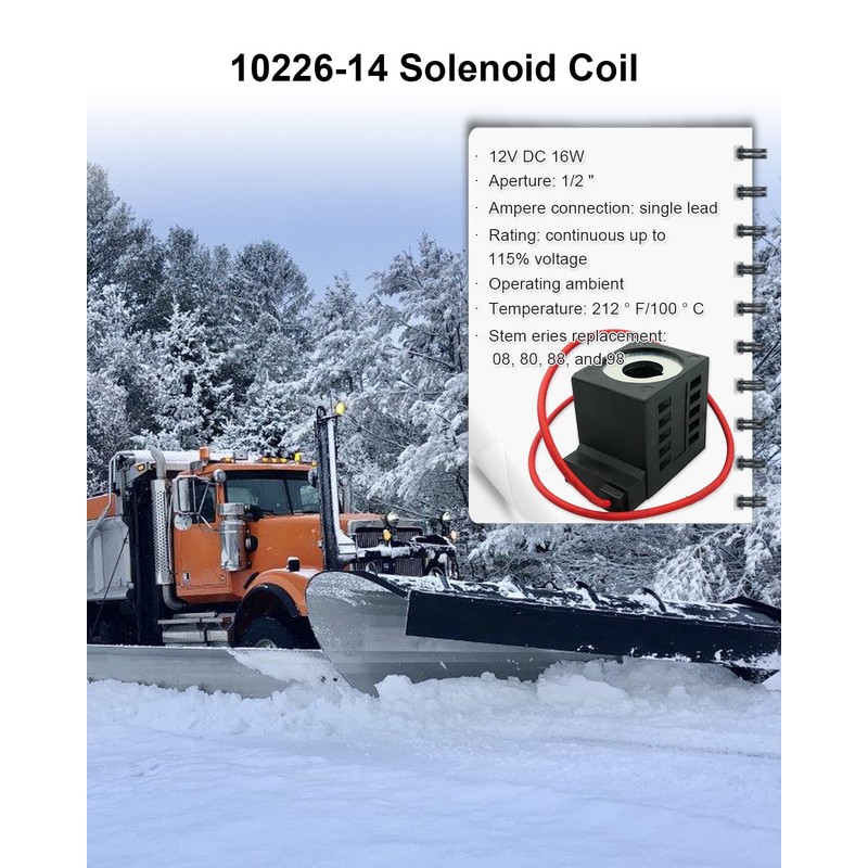 Solenoid Coil 10226-14 12V DC, 16W Single Lead Wire Fit