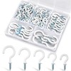 Pylevemv 110Pcs Premium Screw Hooks, 5 Sizes White Vinyl Coated