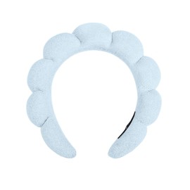 POMVIEA Makeup Headband for Washing Face Women Soft Cloth Head Band for do Masks Bubble Sponge Spa HeadBands(A- Blue)