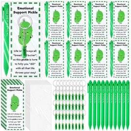 Gilprop 36 Sets Employee Appreciation Gifts Bulk Motivational Pickle Keychain with Encouragement Cards Fancy Pens Emotional Inspirational Pickle Cucumber for Pickle Lover Support Employees Coworkers