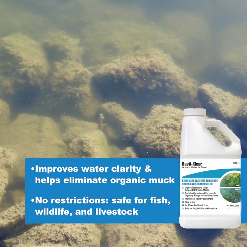 Bacticlear Biological Pond Treatment 1 Gallon Liquid Microbial Blend for