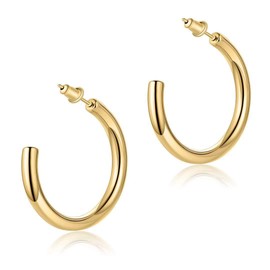 MAGIIE Gold Earrings Hoop Earrings Gold Women's 925 Sterling Silver Hoop Earrings Set Hypoallergenic Stud Earrings Small Sleeping Multiple Piercings 18 Carat Gold-Plated Jewellery, Sterling Silver, No
