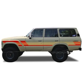 Benini Design Studio Retro Side Stripes Livery Graphics Racing Stripes Kit Compatible with Toyota Land Cruiser FJ60 FJ62 1982-1991 (Red with Gold (Main Picture))