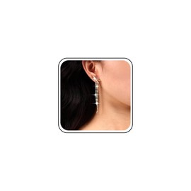 Atentuyi Long Tassel Wedding Rhinestone Earrings Crystal Chain Drop Earring CZ Cross Stud Earrings Gold X Earrings Bridal Dangle Earrings Linear Sparkling Earrings Jewellery Women Girls, Crystal