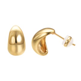 Aleasha 18K Earrings Dupes Small Chunky Earrings for Women 18K Gold-Plated Thick Hoop Earrings for Women Earrings Lightweight Waterdrop Hollow Open Hoops Bridal Elegant Jewellery Gift, Stainless Steel