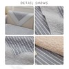 Huierxun Farmhouse Grey Stripe Sofa Cover Cotton Quilted Sectional Couch