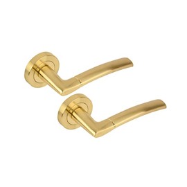 HANDLEZONE® Nemo Lever On Round Rose Door Handles, Internal Passage Latch Handles, 1 Set - Brushed Brass