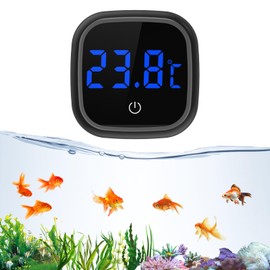 Brifit Aquarium Thermometer Digital, Glue-On Mini Thermometer Aquarium, LED Display & Touch Screen, High Precision Electronic Water Thermometer, Temperature Meter Aquarium for Freshwater Marine