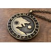Viking Norse Wolf Yin Yang with Runes Pendant Necklace Jewelry