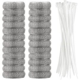 24 Count Lint Traps Washing Stainless Steel Lint Snare Laundry Mesh Washer Hose Filter with 24 Count Cable Ties - Size: 48Count