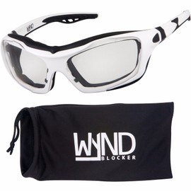 WYND Blocker Motorcycle Riding Glasses Extreme Sports Wrap Sunglasses (White/Clear)