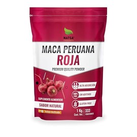 NATSA Maca Peruana Roja 1 kg | 3 g toma | 333 porciones | Con Scoop | Calidad Premium | Ingredientes Puros