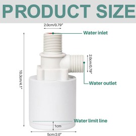 PACIOCEAN 2PCS Automatic Float Valve Water Level Controller Automatic Fill Water Device for Aquarium Car Wash Tank (1/2")