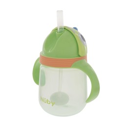 Nuby No-Spill Clik-it Silicone Straw Toddler Cup - 8 oz - 360 Weighted Straw Toddler Sippy Cup for 1+ Year Old - Dino