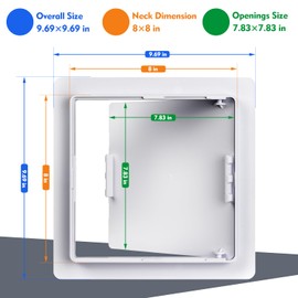 Donext Access Panel for Drywall 8x8 in, 2PC Plastic Wall Panels for Plumbing, Wiring and Cables, Electric Cover, Easy Install, White