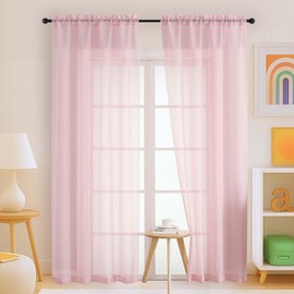 Ebesto Blush Pink Sheer Curtains 84 Inches Long 2 Panels, Elegant Airy Transparent Light Filtering Window Curtains, Window Drapes for Living Room Bedroom, Top Dual Rod Pocket Design, 2x42Wx84L Inches
