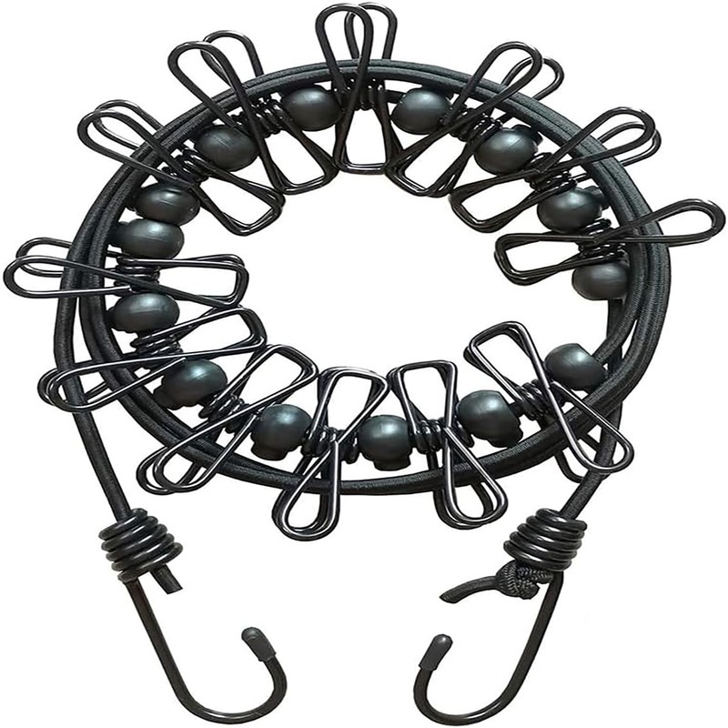 LeTradeJP Laundry Rope, Clothesline for Travel, with 12 Clips, For