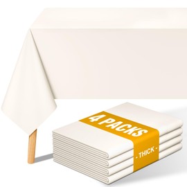 Smiry 4 Pack Rectangle Table Cloth, Waterproof Anti-Scratch Polyester Tablecloth, Decorative Washable Fabric Table Cover for Dining, Buffet, Parties and Outdoor, 60x84, Beige