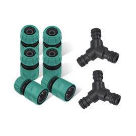 ERKOON 8 Piece Hose Coupling Set, 1/2 Inch Double Plug Garden Hose Connectors Extender & Y Piece Branch Connector Extension Coupling Connection Part (1/2 Inch & Y-Piece)