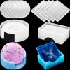 Juego Moldes Para Posavasos Resina Silicona Redondo Cuadrado