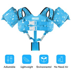 Chriffer - Chaleco salvavidas para niños y niñas de 22 a 65 libras, flotadores con arnés de hombro, alas de brazo para bebés de 2,3,4,5,6,7 años