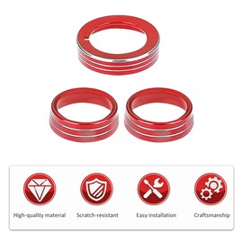 Center Console Air Conditioner Switch Button Knob Trim Cover Headlight Knob Trim Cover Aluminum Alloy Interior Accessories for Ford Mustang 2015-2022 (Red)