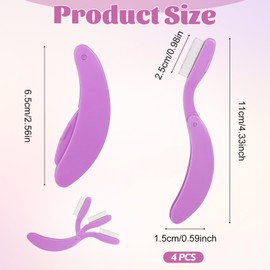 4Pcs Foldable Eyelash Comb, Stainless Steel Metal Teeth Lash Separator And Eyebrow Brush, Professional Makeup Tool For Clump Free Mascara And Brow Shaping Pink Black Purple Green