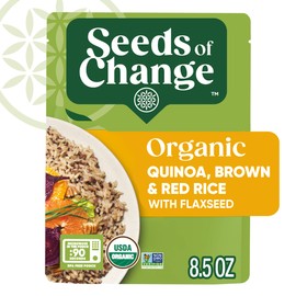SEEDS OF CHANGE Organic Quinoa, Brown & Red Rice with Flaxseed, Organic Food, 8.5 OZ Pouch (Pack of 12)