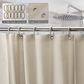 Funria EVA Shower Curtain Waterproof Bathroom Curtains with 12 Hooks for Wet Room Long Bath Curtains for Bathtubs and Shower Stall Beige Shower Curtains 180 x 180CM (71 x 71 Inch)