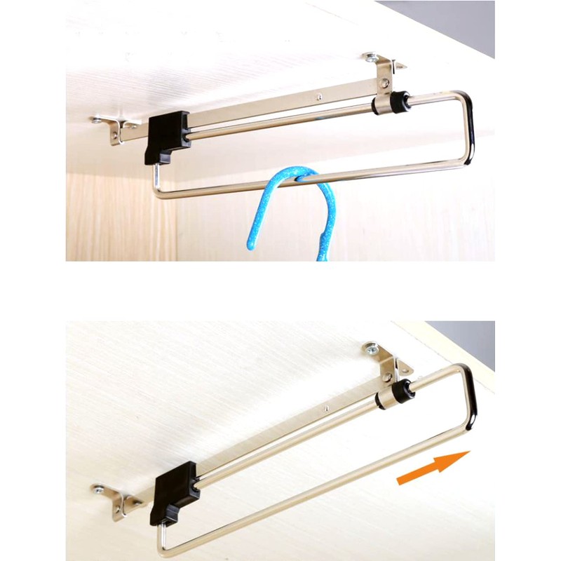 Autuwintor Pull-Out Closet Garment Valet Rod 10-Inches with Screws Telescopic