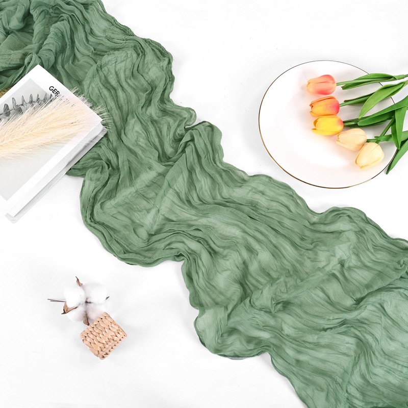 8 Pack 10Ft Cheesecloth Table Runner Sage Green, 20 x
