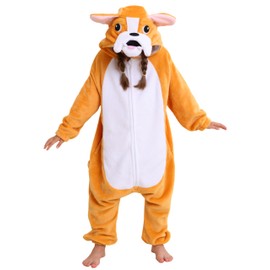 SimZoo Kids Animal Pajamas, 3-13 Years Boy and Girls Bulldog Cosplay Costume Sleepwear, One-Piece Unisex Homewear