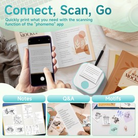 Phomemo Sticker Printer, Q02 Print Pods Mini Printer Thermal Bluetooth Sticker Maker with 1 Rolls Paper, for DIY Creation, Study Notes, Memo, List, Work Plan,Journaling, Gifts
