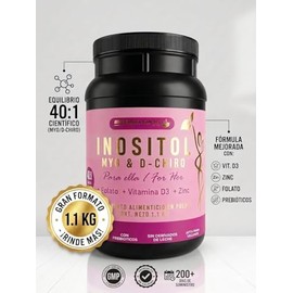 Inositol Myo Chiro Polvo 220 Porciones Máxima Dosis 4000mg Folato Vitamina Zinc Inulina Apto Veganos Lácteos Gluten Bio Natura Lab