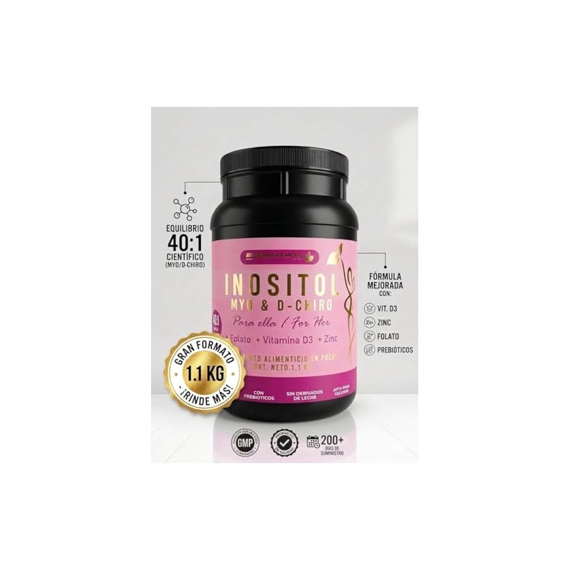Inositol Myo Chiro Polvo 220 Porciones Máxima Dosis 4000mg Folato