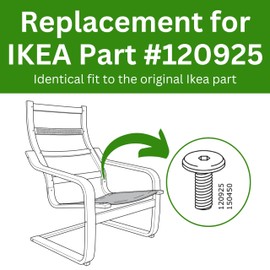 Spare Hardware Parts Replacement for IKEA Furniture Screw Metric Head Cap PF6S Screw - Part #120925 | Joint Connector Bolt M6.0-1.0×15 Full Thread with 4mm Hex Recess| Pack of 8