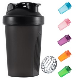 KANGSIT Protein Shaker Bottle with Stainless Steel Mixing Ball, BPA- and DEHP-free, Leakproof Flip On Lid- Protein & Supplement Shaker Bottle 400ml
