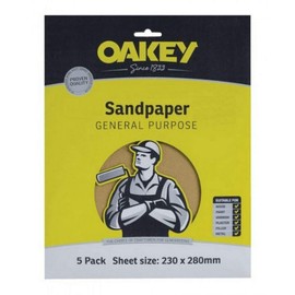 Oakey Glasspaper Sanding Sheets Medium Pack of 5