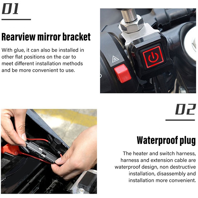 1 Pair Motorcycle Electric Heating Handle Sleeve Waterproof SAE 5