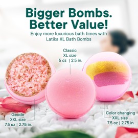 Latika Bath Bomb Rose Quartz Geode Crystal - Sandalwood and Rose Essential Oils for Ultimate Relaxation and Skin Nourishment