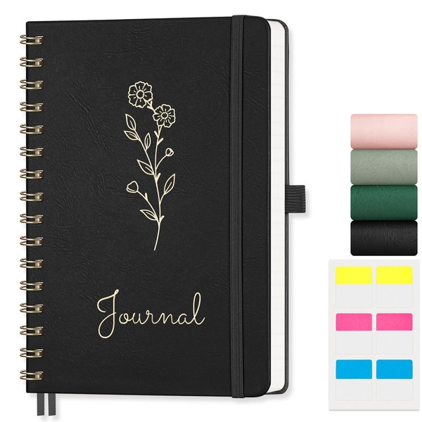 AUTEMPO A5 Notebook, Notepad Leather Hardcover Wirebound Spiral Notebooks 140