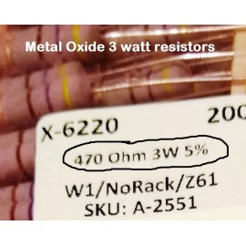 Royal 5 PCS 3Watt  Metal Oxide Film Resistors 3W Resistor 5% YOU CHOOSE VALUE  - 470 ohm
