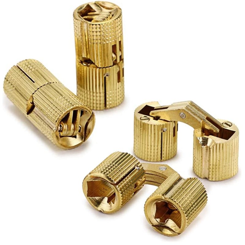 4 Pcs Hidden Brass Barrel Hinges, Concealed Box Invisible Furniture