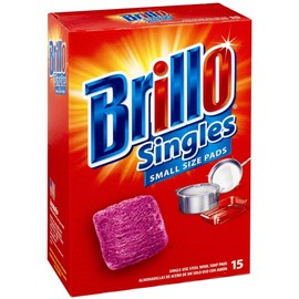 Brillo Single Use Steel Wool Soap Pads, Smaller Size Original Red Scent, 15 Count Pack of 1