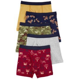 Carter's Boy's 5-Pack Cotton Boxer Briefs (Multi Gamer/Camo/Bike, 14)